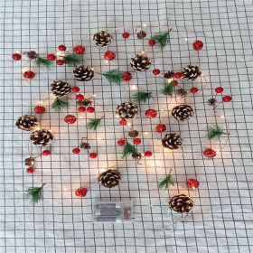 Christmas Decorative Light Led Pine Cone Light String; Small Mulberry Fruit Pull Flag Christmas Pine Cone Light; Pine Needle Bell Copper Wire Light (Style: 3.5M35Lregualr)