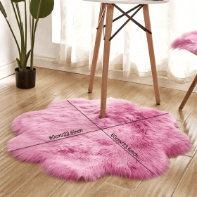 Soft and Plush Flower Shaped Fur Rug - Faux Sheepskin Area Rug for Bedroom, Sofa (Color: Rose Red, size: 60*60cm/23.62in*23.62in)