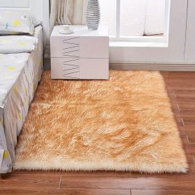 Fluffy Imitation Wool Area Rug, Suede Fleece Bottom Long Imitation Wool Rug, Acrylic 80% Polyester 20%, 2.36" Long Wool (Color: White Yellow Tip, size: 35.43*59.06inch)