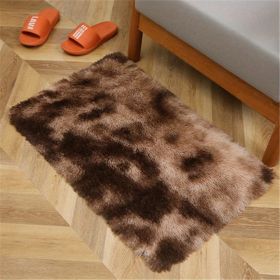 Plush Silk Fur Rug for Indoor Bedroom and Living Room - Soft and Luxurious Floor Mat (Color: Tie-dye Brown, size: 23.62*35.43inch)
