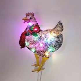 Glowing Chicken Garden And Yard Decoration Card, Scarf Chicken, Decoration Lights, Battery Powered (No Plug) (Color: Lanterns)