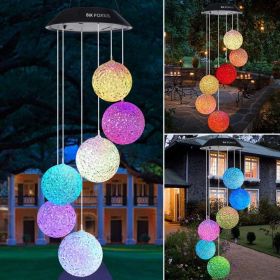 Yard Decor Lights; Solar Butterfly Chimes (Color: Crystal ball)
