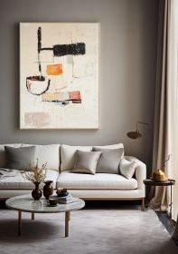 Beige Oil Painting Wall Art Wine Glass Abstract Art Simple Handmade Painting (Style: 01, size: 60X90cm)