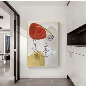 Abstract Oil Painting Ladies Abstract Gold Art line Abstract Painting (Style: 01, size: 70x100cm)