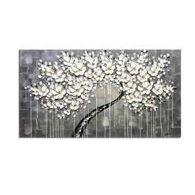 Abstract Knife 3D Flower Picture Wall Art Home Decor Hand Painted Flower Oil Painting on Canvas Handmade white Floral Paintings (size: 150X220cm)