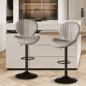 Bar Stools Set of 2 Modern Swivel Bar Chairs, Barstools Counter Height with High Backrest, Easy 3-5 Minute Assembly for Bar, Kitchen, Dining Room (count: 2set, Color: Light Gray)