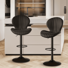 Bar Stools Set of 2 Modern Swivel Bar Chairs, Barstools Counter Height with High Backrest, Easy 3-5 Minute Assembly for Bar, Kitchen, Dining Room (count: 2set, Color: Black)