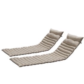 2PCS Set Outdoor Lounge Chair Cushion Replacement Patio Funiture Seat Cushion Chaise Lounge Cushion-KHAKI (Color: as picture)