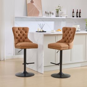 A&A Furniture, Aged and Retro PU Swivel Barstools Adjustable Seat Height from 26-33 Inch (Color: as Pic)