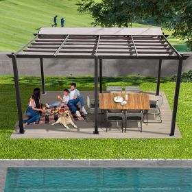 11 X 16 FT Outdoor Living Outdoor Retractable Pergola with Weather-Resistant Canopy Aluminum Garden Pergola Patio Grill Gazebo for Courtyard -Dark Gra (Color: as Pic)