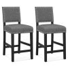38.5/43.5 Inch Set of 2 Counter Height Chairs with Solid Rubber Wood Frame