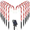 Solar Christmas Candy Cane Lights with 12 Candies 72LEDs Outdoor Christmas Decorations IP44 Waterproof Flickering Pathway Markers String Lights with 8