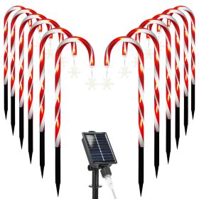 Solar Christmas Candy Cane Lights with 12 Candies 72LEDs Outdoor Christmas Decorations IP44 Waterproof Flickering Pathway Markers String Lights with 8 (Type: Snowflake)