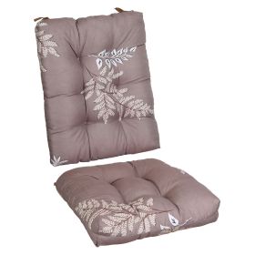 2Pcs/Set 1Pc Back Cushion and 1Pc Seat Cushion Rocking Chair Cushion Upper And Lower Back And Seat Sets (Craftsmanship: Upgraded Version, Type: Coffee_GreyLeaf)