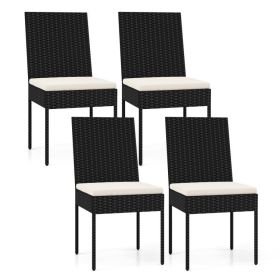 PE Wicker Patio Chairs Set of 2/4 with Cushions for Porch Deck Garden and Backyard (size: 4 Pieces)