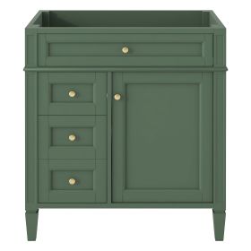 30'' Bathroom Vanity without Top Sink, Modern Bathroom Storage Cabinet with 2 Drawers and a Tip-out Drawer (NOT INCLUDE BASIN) (Material: Solid Wood+MDF+Resin, Color: Green)