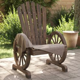 Patio Adirondack Chairs 2 pcs Solid Wood Fir (Color: Brown)