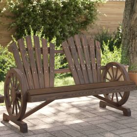 Patio Adirondack Chair 2-Seater Solid Wood Fir (Color: Brown)