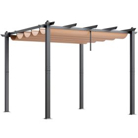VEVOR 10'x10' Outdoor Retractable Pergola with Sun Shade Canopy Aluminum Beige (Canopy Top Color: Beige Canopy, size: 10 x 10 ft)