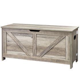 VEVOR Wooden Toy Chest for Kids, Toddler Toy Storage Box with Flip-Top Lid and Safety Hinge (Color: Washed Gray)