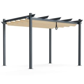 10 x 12 Feet Outdoor Aluminum Retractable Pergola Canopy Shelter Grape Trellis (Select: 12 x 10 x 8 Feet, Color: Beige)