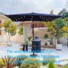 10 x 6.5Ft Rectangular Patio Solar LED Lighted Outdoor Market Umbrellas with Crank and Push Button Tilt for Garden Shade Swimming Pool