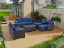 10 Piece PE Rattan Patio Furniture Set, Sectional Sofa Set, Outdoor Patio Furniture Set With Cushions & Tempered Glass Coffee Table