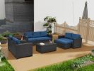 10 Piece PE Rattan Patio Furniture Set, Sectional Sofa Set, Outdoor Patio Furniture Set With Cushions & Tempered Glass Coffee Table