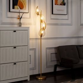 67.3' Tree Floor Lamp (Main Color: Gold, Main Material: Metal)
