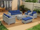 10 Piece PE Rattan Patio Furniture Set, Sectional Sofa Set, Outdoor Patio Furniture Set With Cushions & Tempered Glass Coffee Table