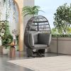 Outdoor Swivel Chair with Cushions, Rattan Egg Patio Chair with Rocking Function for Balcony, Poolside and Garden