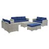10 Piece PE Rattan Patio Furniture Set, Sectional Sofa Set, Outdoor Patio Furniture Set With Cushions & Tempered Glass Coffee Table