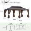 12*20FT patic gazebo,alu gazebo with steel canopy,Outdoor Permanent Hardtop Gazebo Canopy for Patio, Garden, Backyard