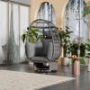 Outdoor Swivel Chair with Cushions, Rattan Egg Patio Chair with Rocking Function for Balcony, Poolside and Garden