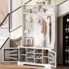 U-Can 43.3'' Entryway Bench with Coat Rack, 3-in-1 Design and Adjustable Shelves, Hall Tree with 7 Hooks for Entrance, Living Room