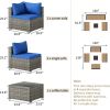 9 Pieces Outdoor Patio Furniture Set, Wicker Patio Conversation Sectional Sofa Set, All Weather PE Rattan Sofa with Glass Table and Cushions