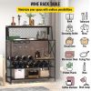 VEVOR Wine Rack Home Bar Table, Industrial Liquor Storage Cabinets with Glass Holder