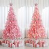 6 FT/7FT Artificial Christmas Tree (NOT Pre-Strung) with 300 LED Warm White String Lights, Spruce Hinged Tree, 8 Lighting Modes